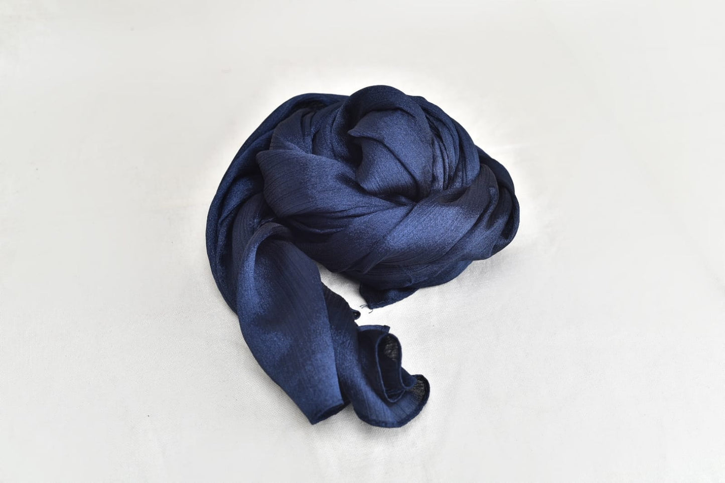 Sky Navy Blue Crinkle Silk Hijab – Subtle Shine, Ultimate Comfort