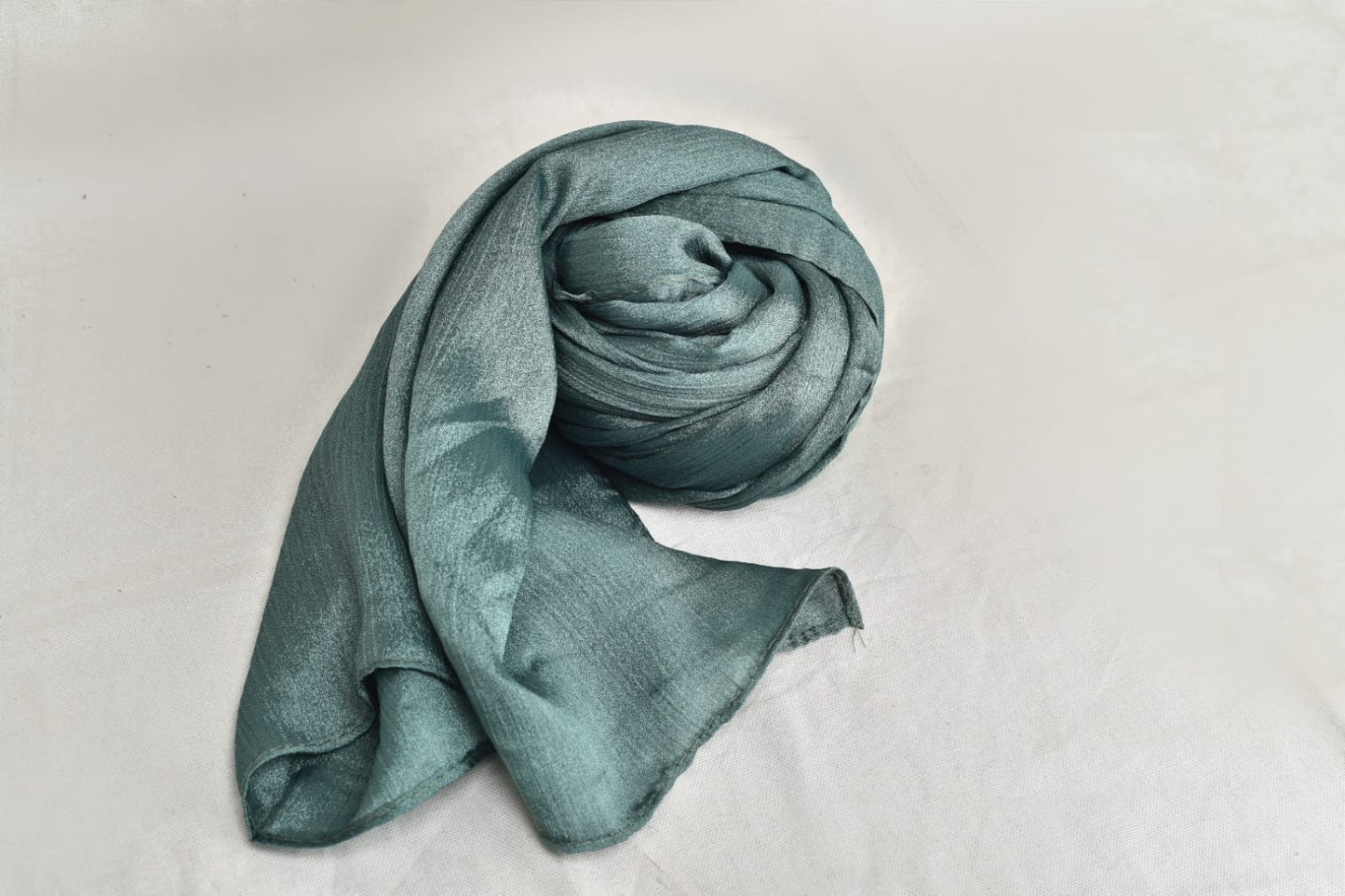 Sage Green Crinkle Silk Hijab – Subtle Shine, Ultimate Comfort
