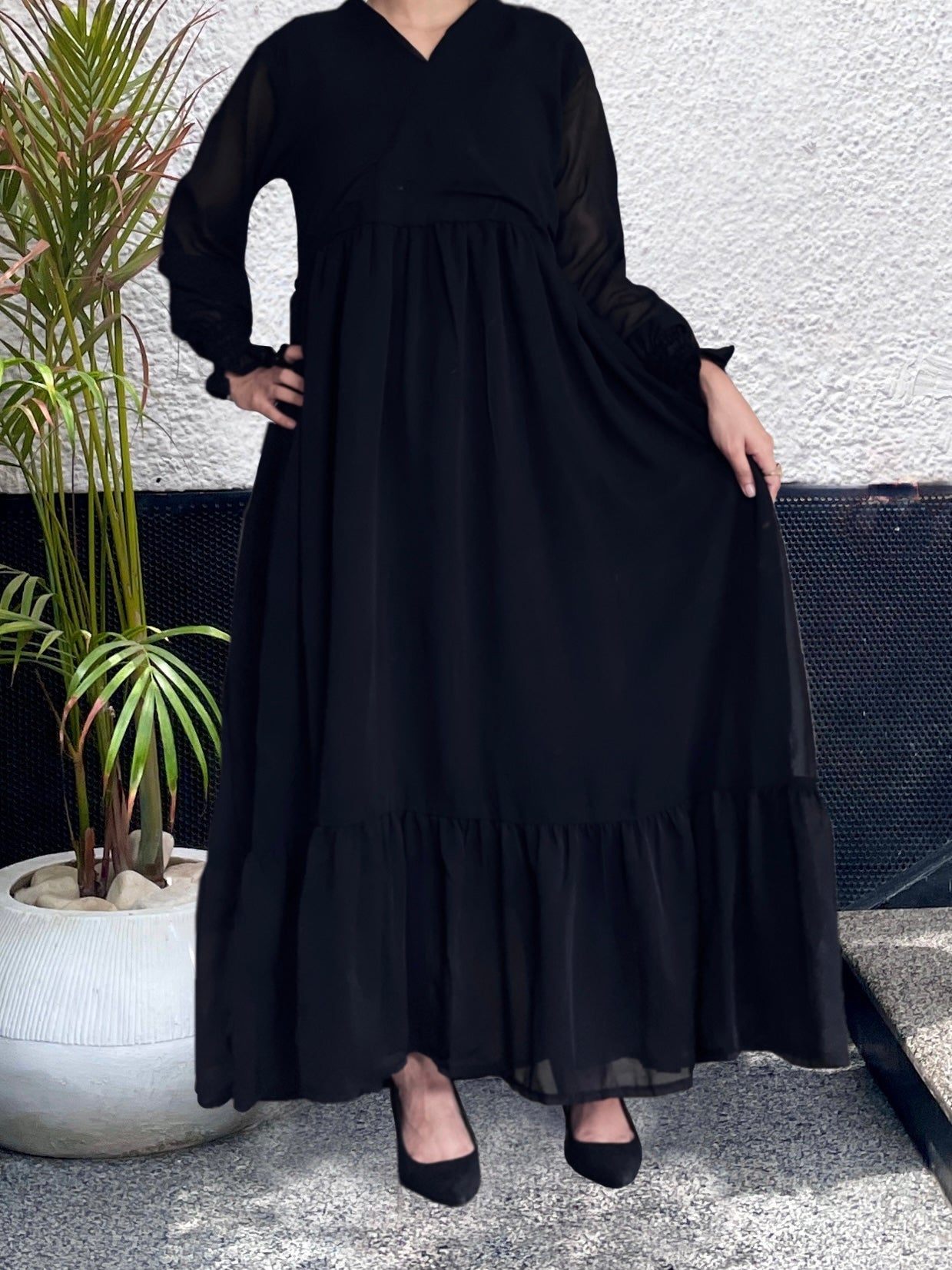 Black Long Frock, Flowy and Graceful.