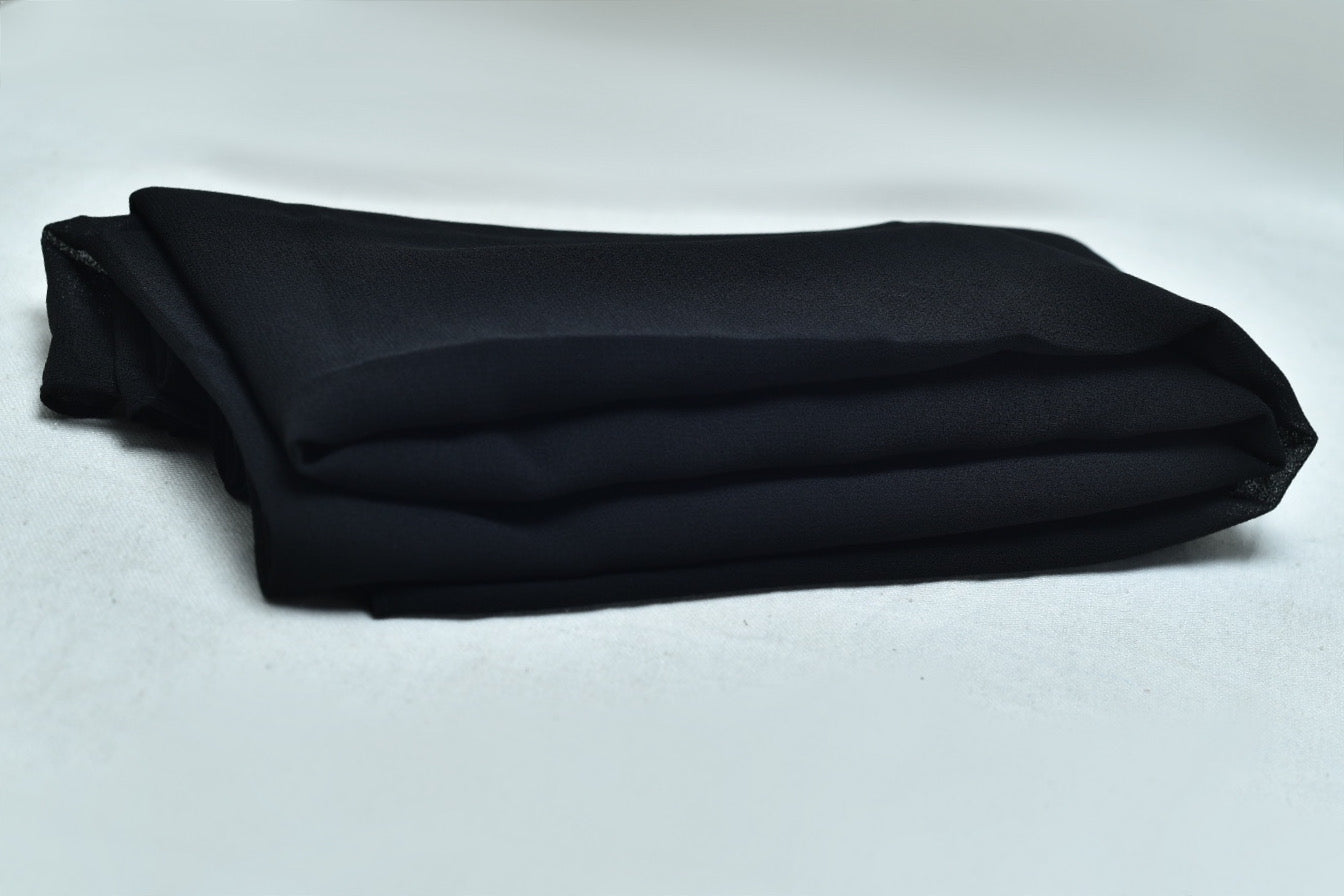 Jet Black Georgette Hijab – Soft, Flowy & Elegant