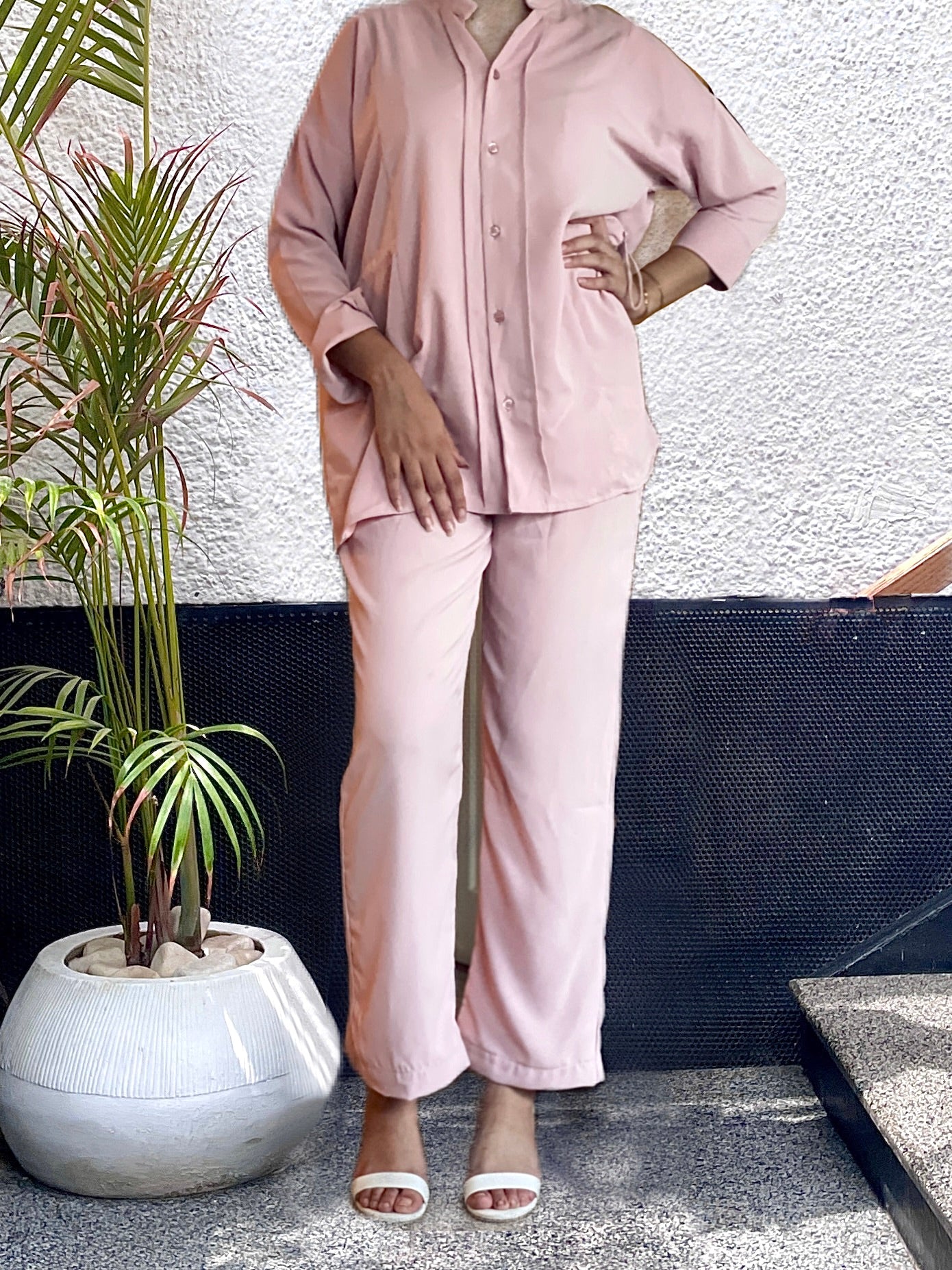 Pink Georgette chiffon Co Ord set.