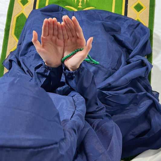 Plain Blue Namaz Chadar with sleeves - Light Weight Namaz Chadar with Sleeves.