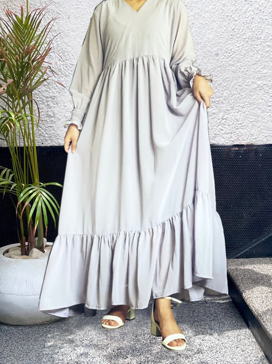 Grey Long Frock, Flowy and Graceful.