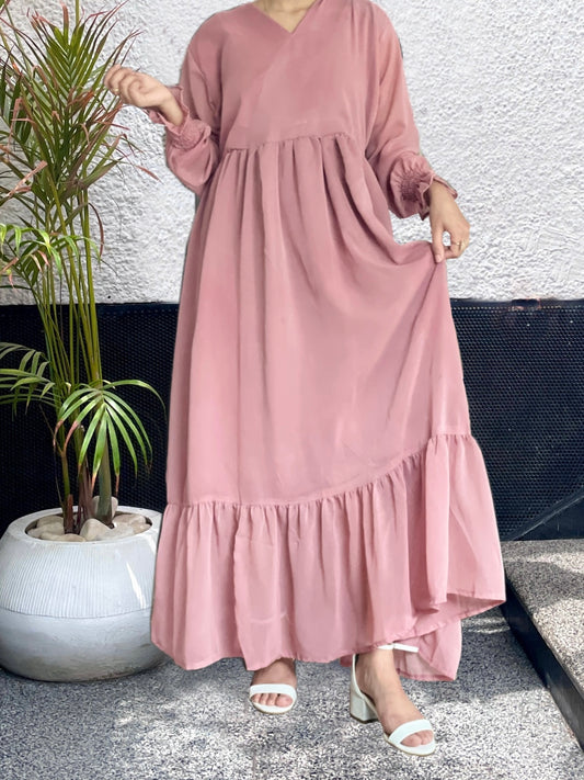 Pink Long Frock, Flowy and Graceful.