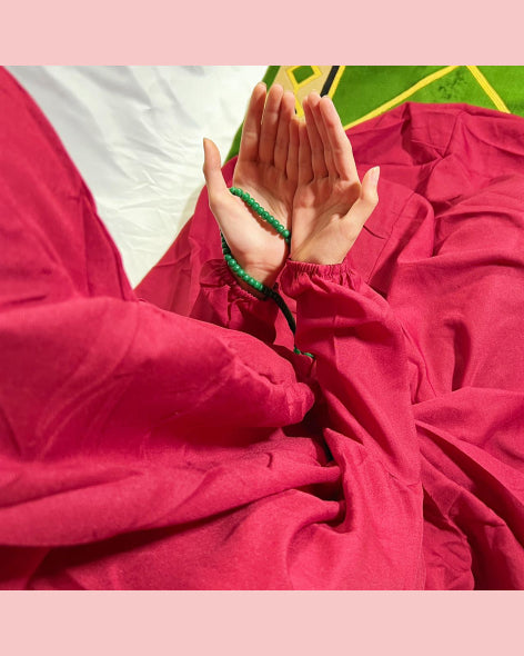 Plain Red Namaz Chadar with sleeves - Light Weight Namaz Chadar with Sleeves.