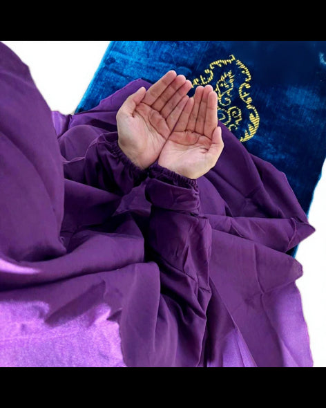Plain Dark Violet Namaz Chadar with sleeves - Light Weight Namaz Chadar with Sleeves.