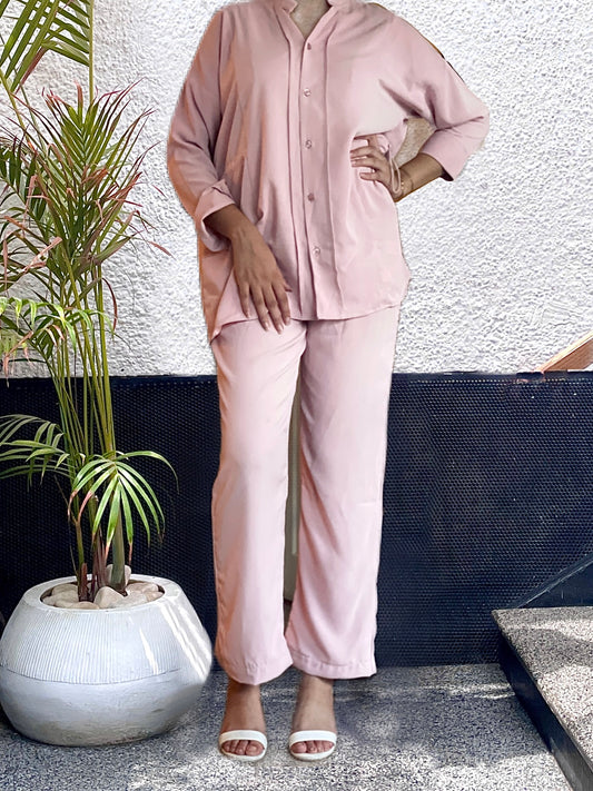 Pink Georgette chiffon Co Ord set.