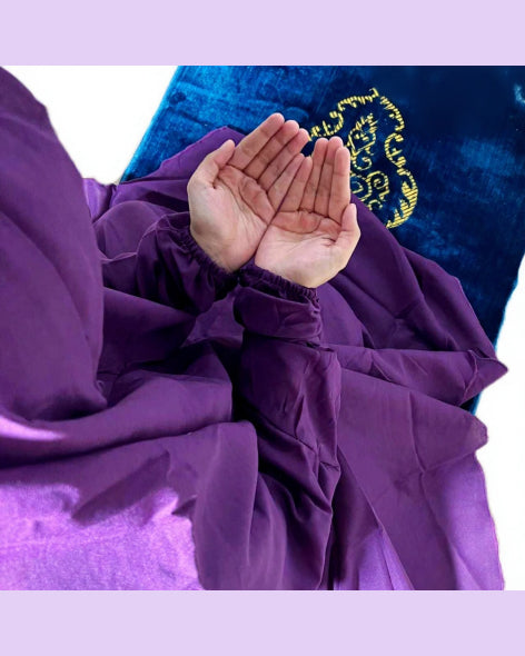 Plain Dark Violet Namaz Chadar with sleeves - Light Weight Namaz Chadar with Sleeves.
