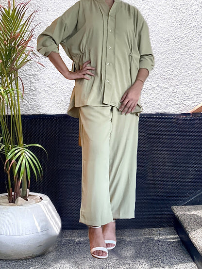 Green Georgette Chiffon Co Ord set.