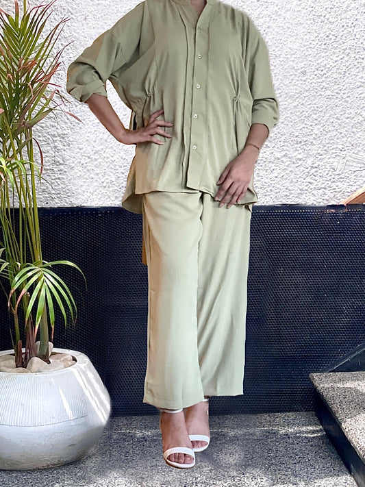Green Georgette Chiffon Co Ord set.