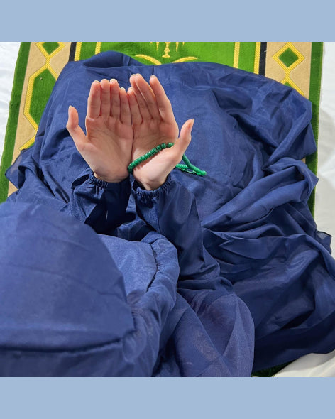 Plain Blue Namaz Chadar with sleeves - Light Weight Namaz Chadar with Sleeves.
